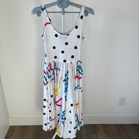 Vintage Positive Attitude Dopamine Dress Basque Waist Geometric Shapes Retro M/L - Picture 3 of 6